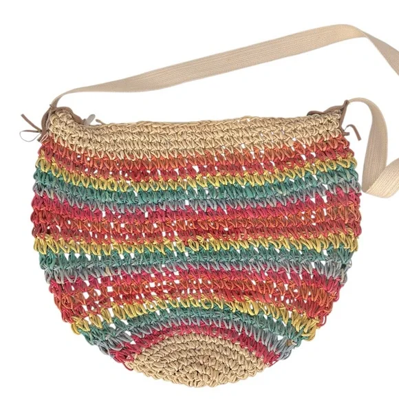 Vintage Rainbow Woven Straw Hobo Bag - Picture 4 of 11